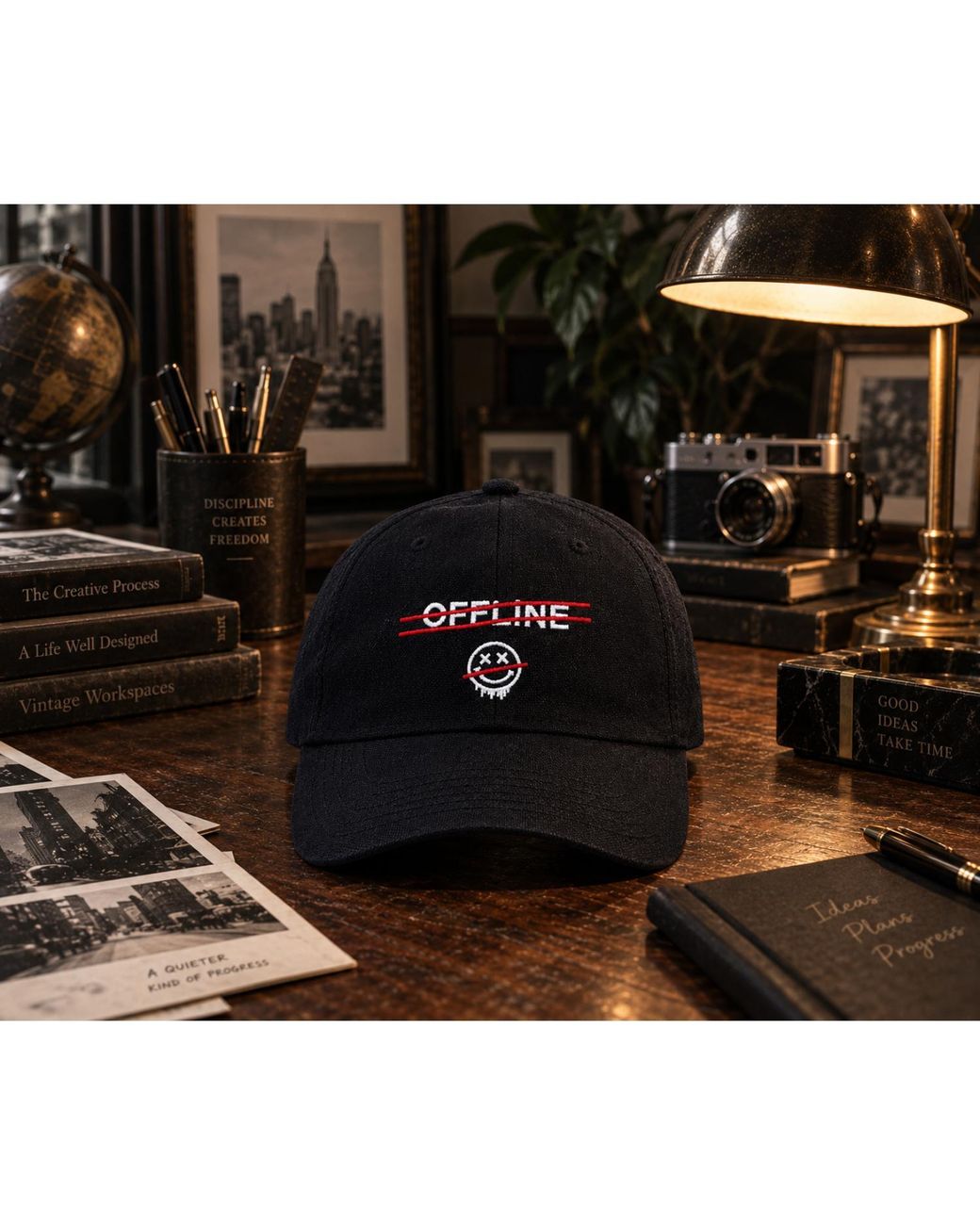 Chic Urban Black Offline Signal Baseball Cap for men