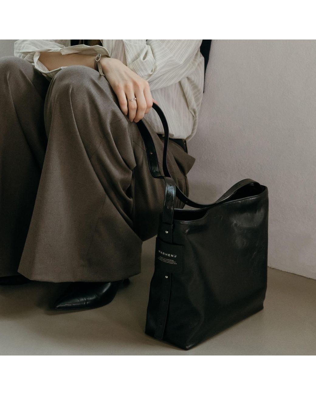 MARHEN.J Black Nia Vegan Leather Shoulder Bag