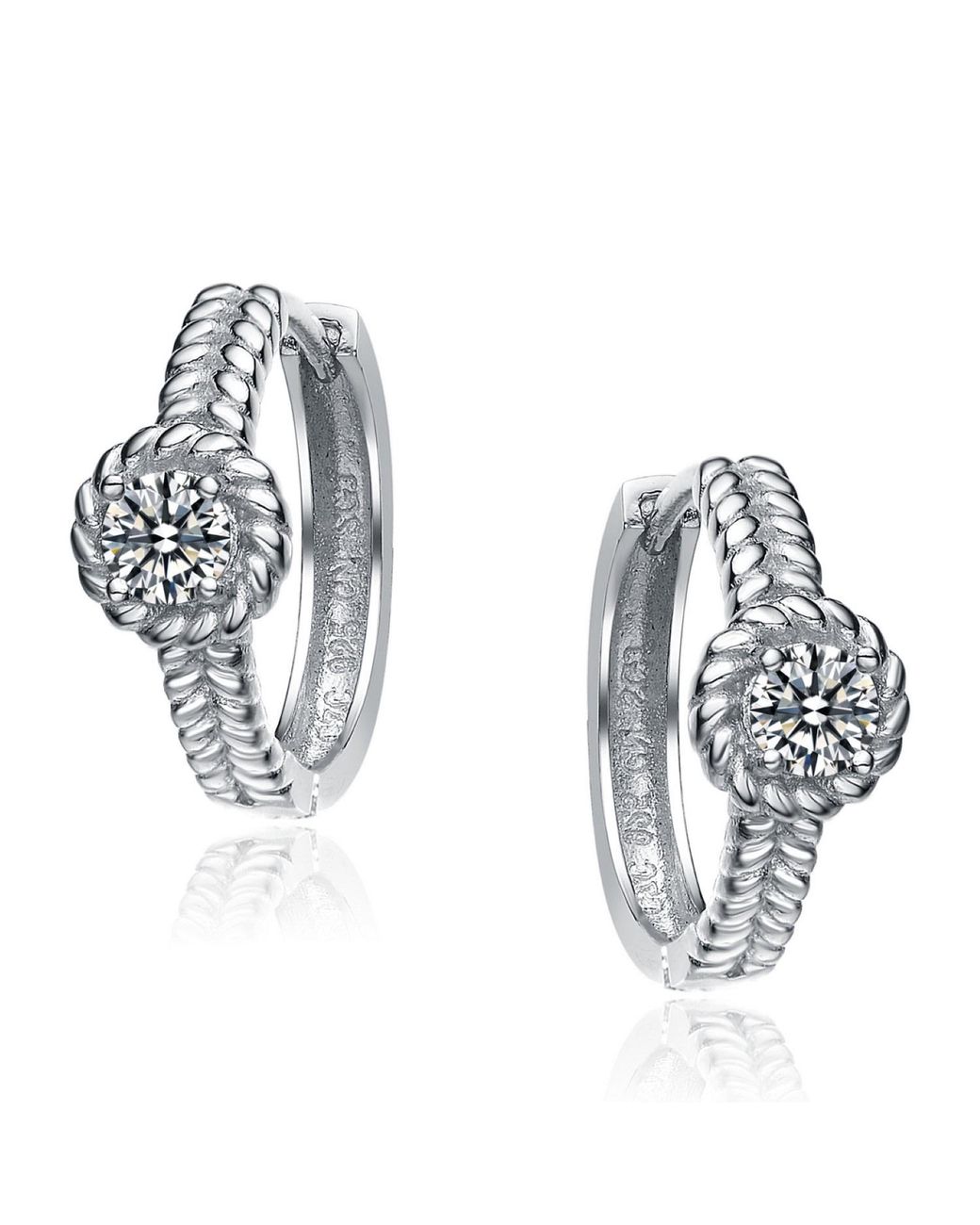 Genevive Jewelry Multicolor Sterling Cubic Zirconia Cable Hoop Earrings