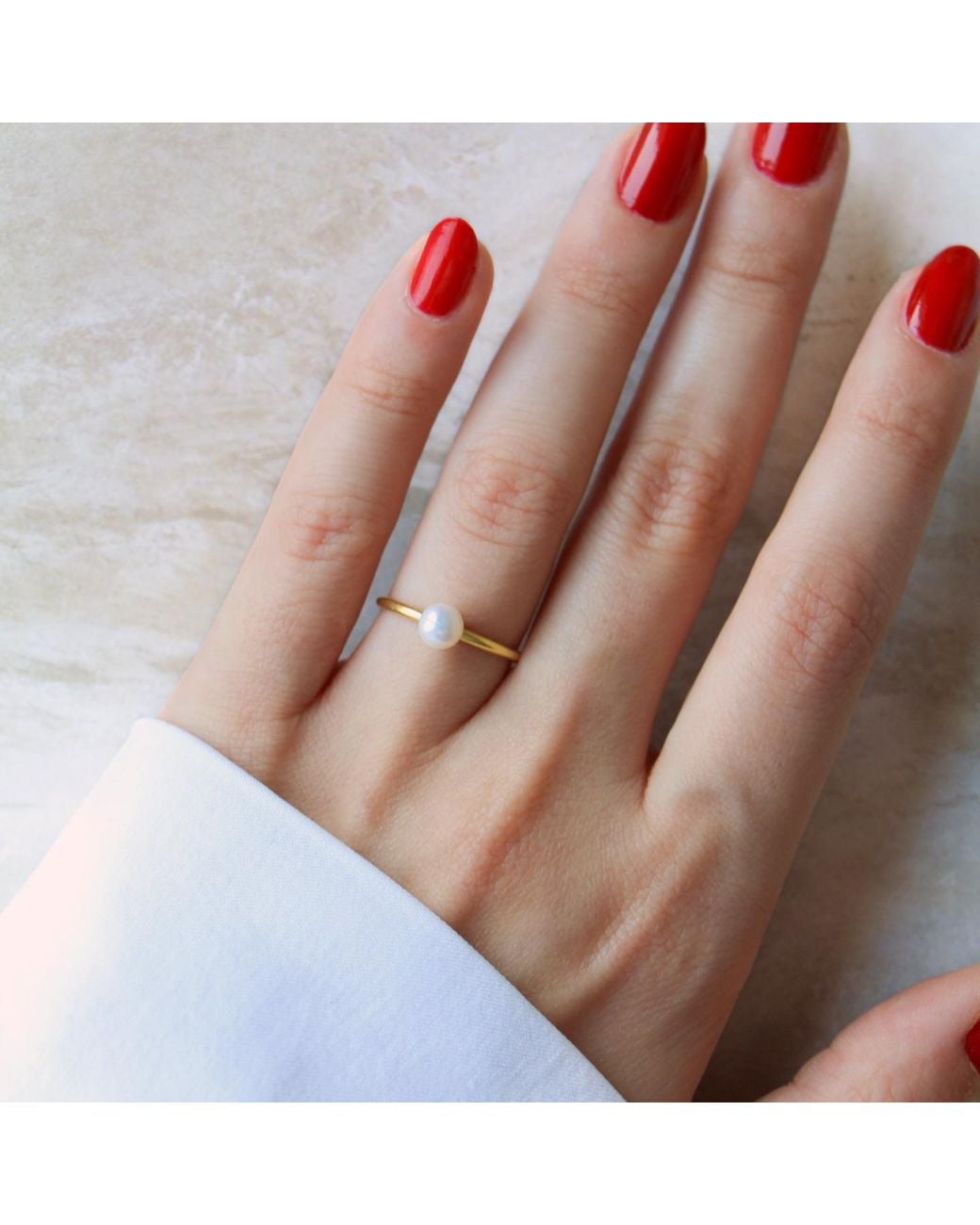 Agora Jewellery Metallic Perla 14K Pearl Ring
