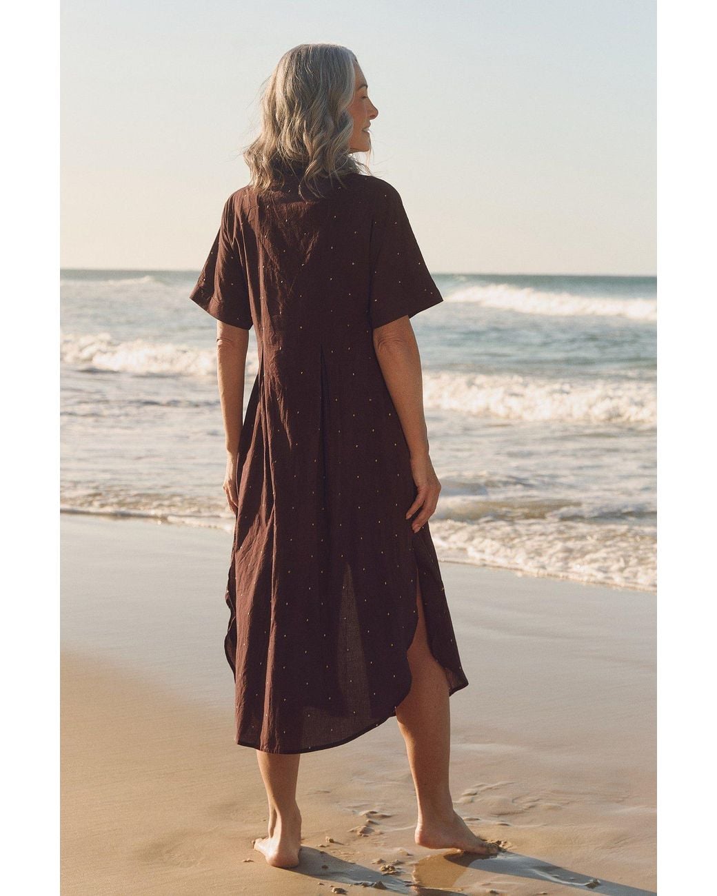 Adrift Clothing Brown Bridget Pleated Dress