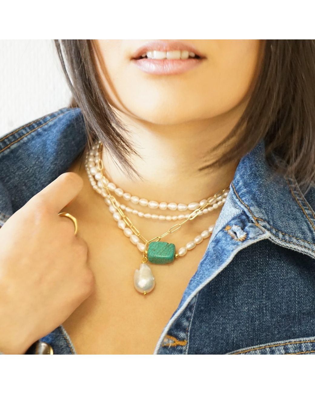 Smilla Brav Metallic Baroque Pearl Necklace Lindsay