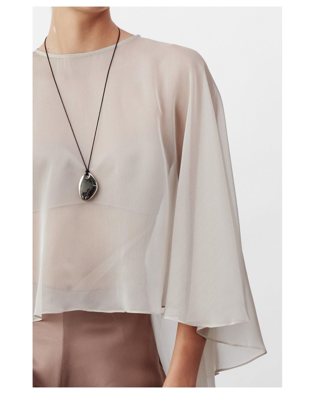 NAZLI CEREN White Viona Chiffon Cape