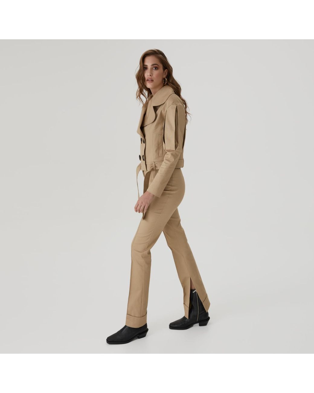 Lita Couture Natural Statement Jacket With Oversized Lapels