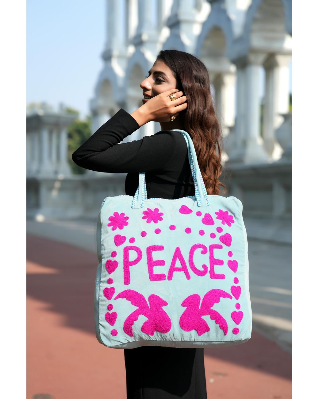 Conscious Yoga Collective Pink Peace Suzani Tote
