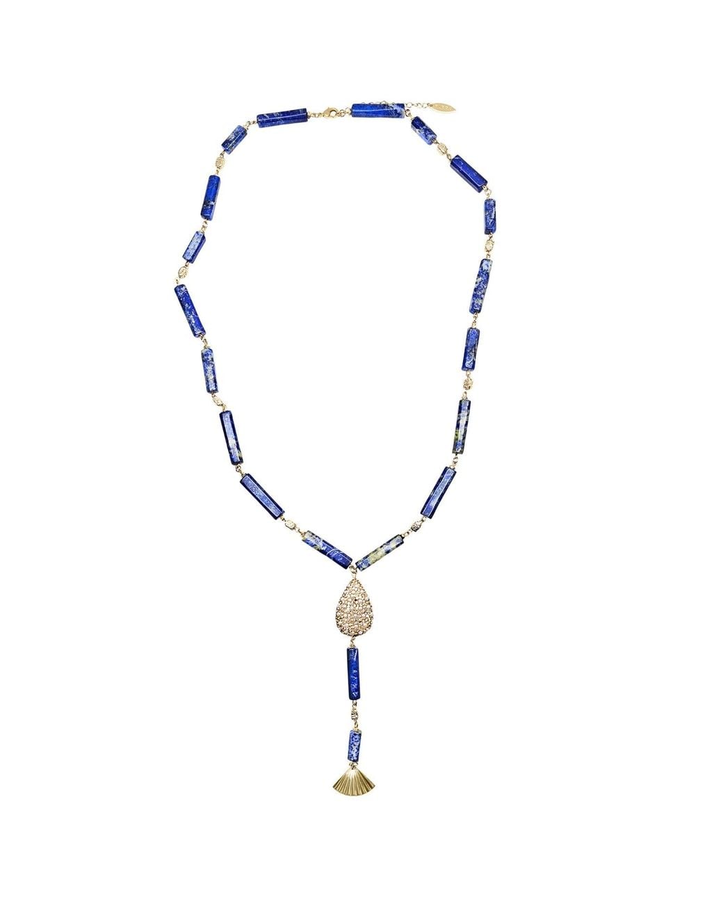 Farra Brown Lapis Y Shape With Tassel Necklace