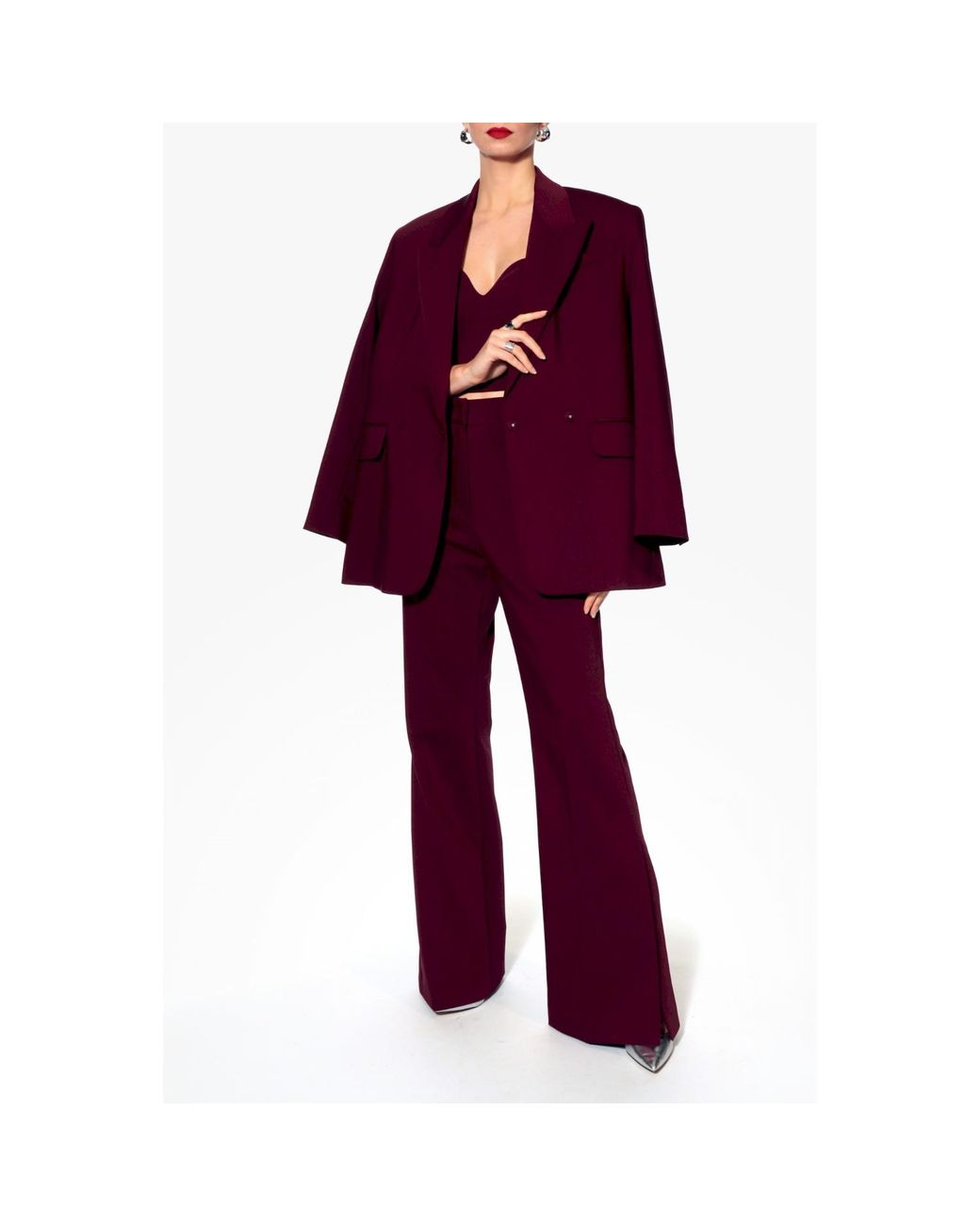 AGGI by HALEWSKI Purple Blair Burgundy Wine Oversized Blazer