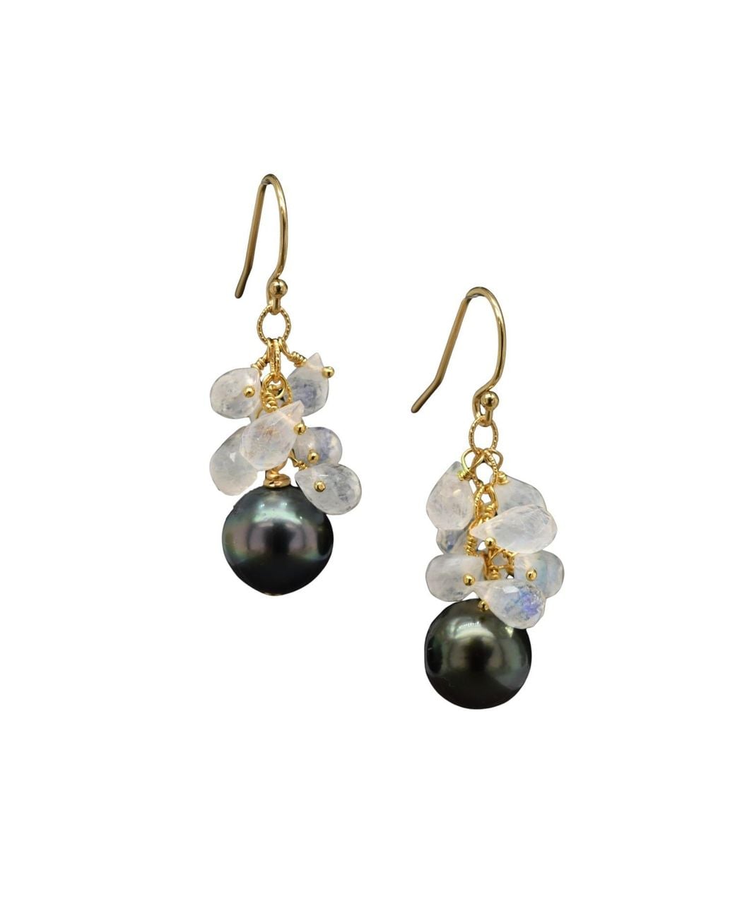 Lori Kaplan Design Metallic Tahitian Pearl With Moonstone Earrings