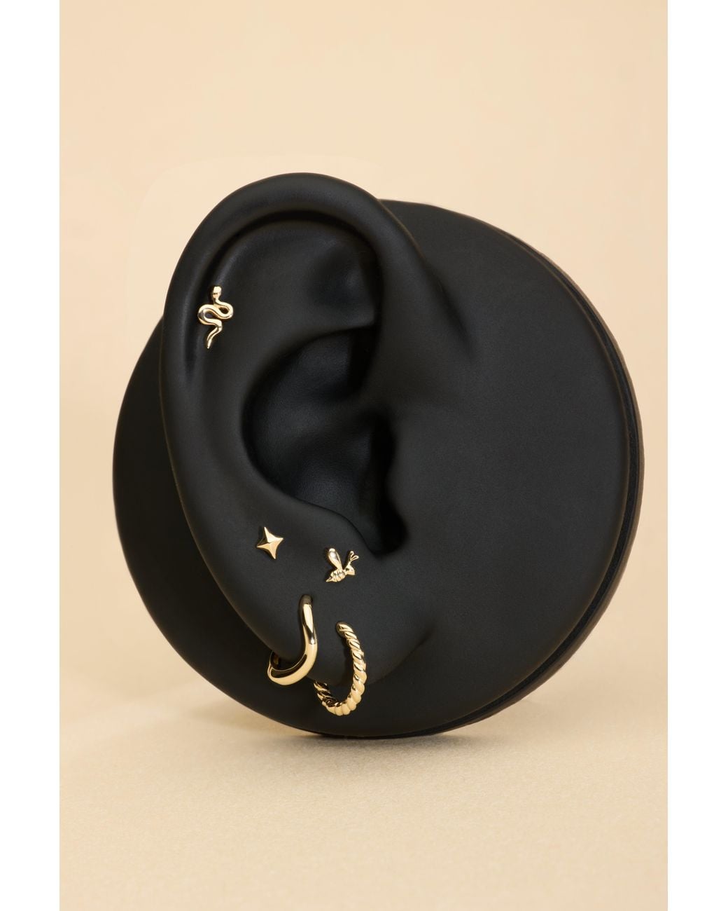 Vanhi White 14K Solid Snake Flat Back Stud
