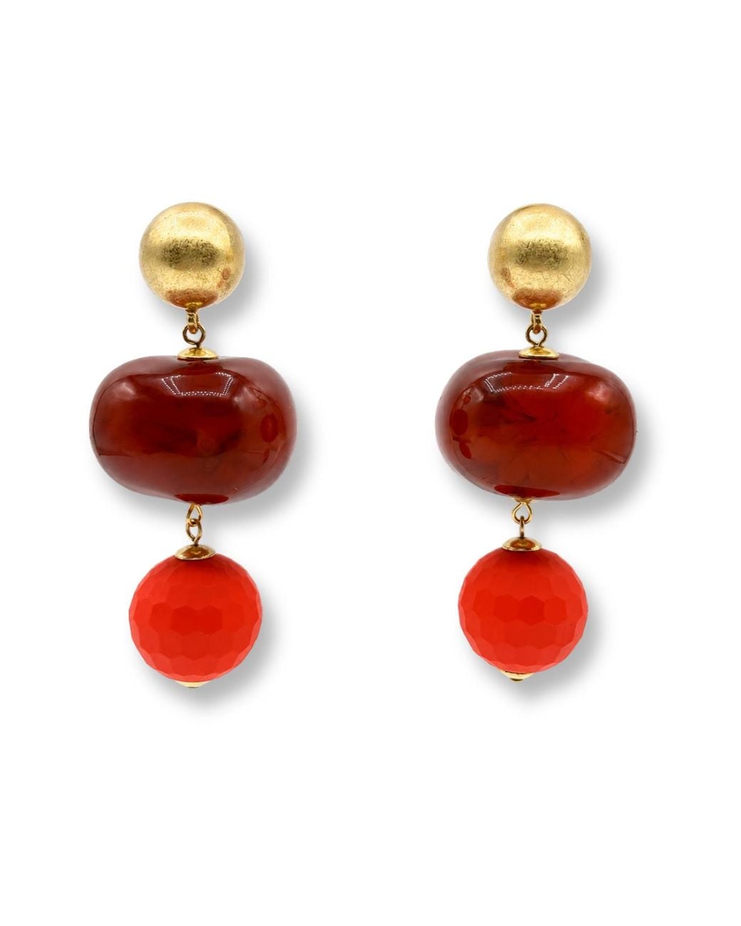 Michael Nash Jewelry Red Analise Triple Tortoise And Drop Pierced Earrings
