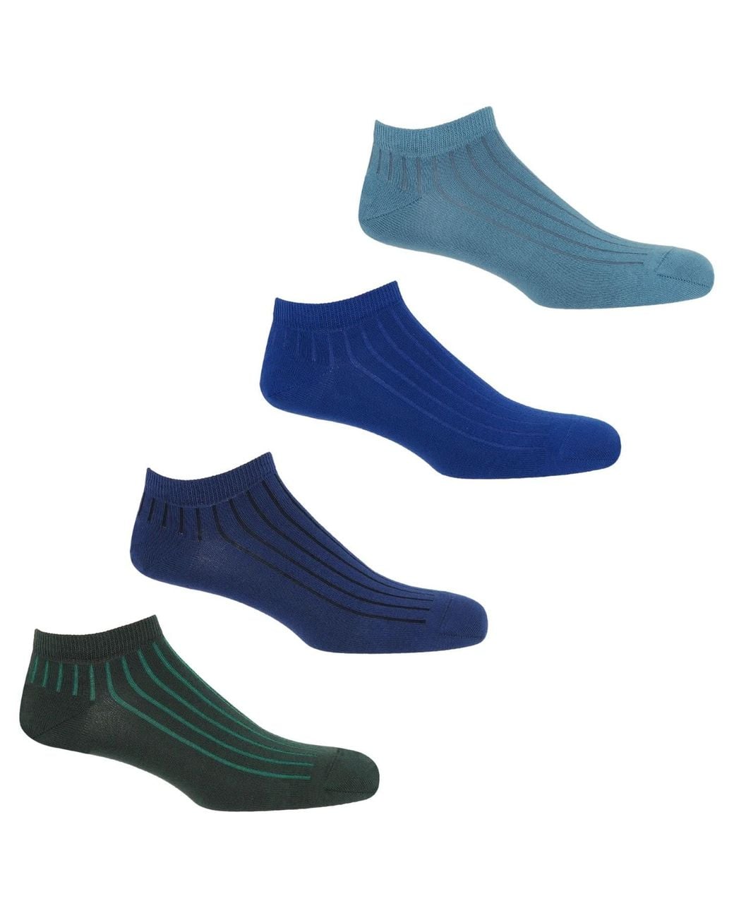 Peper Harow - Made in England Blue Four Pack Essential Trainer Socks – Azure for men