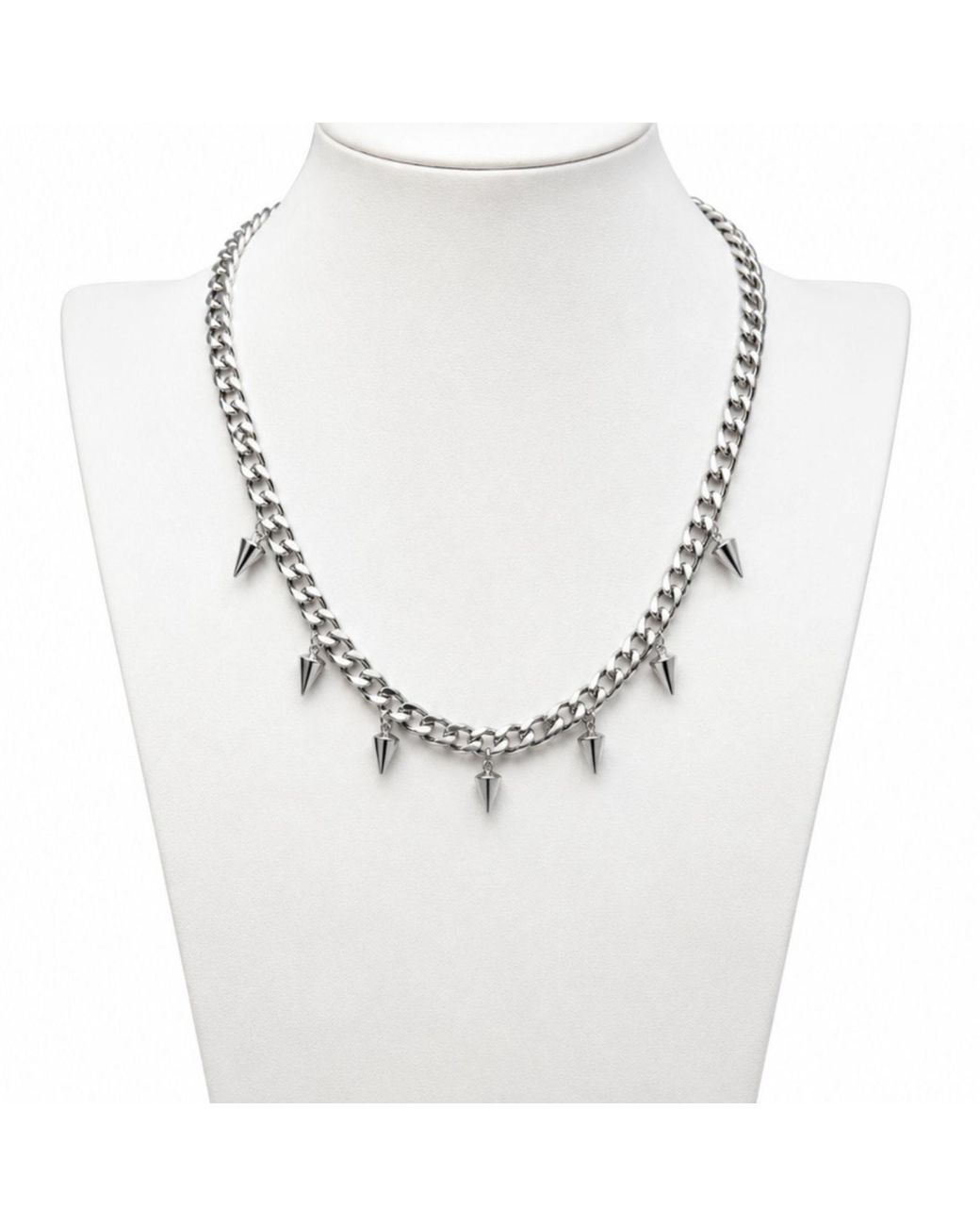 Jagged Halo Jewelry Metallic Fallon Spike Pendant Necklace Stainless Steel
