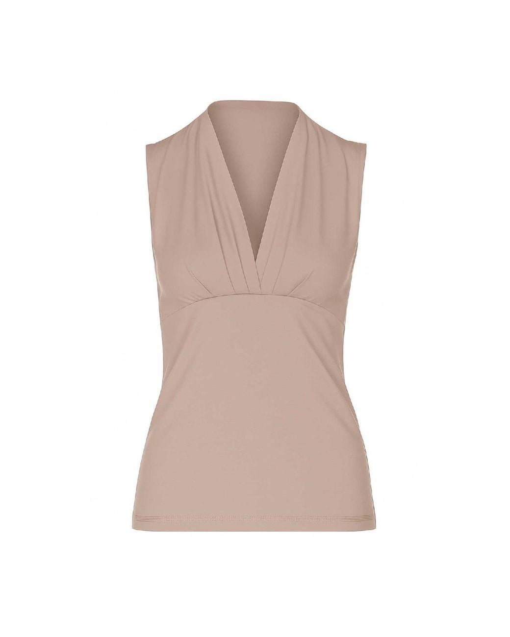 Conquista Pink Draped Taupe Jersey Top