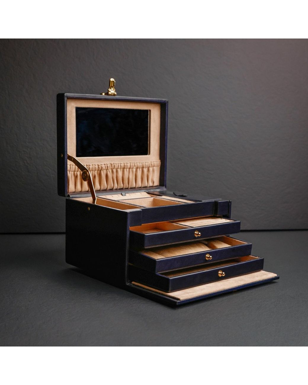 Time Resistance Blue Leather Jewelry Box For