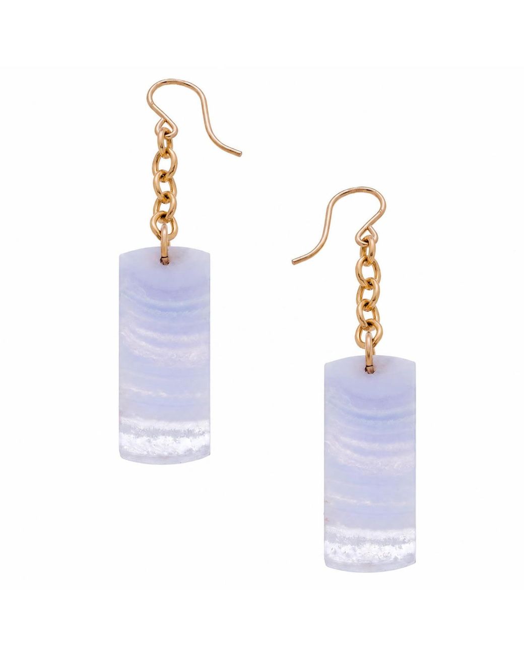 Heather Hawkins Jewelry Blue Lace Agate Bar Drop Earrings