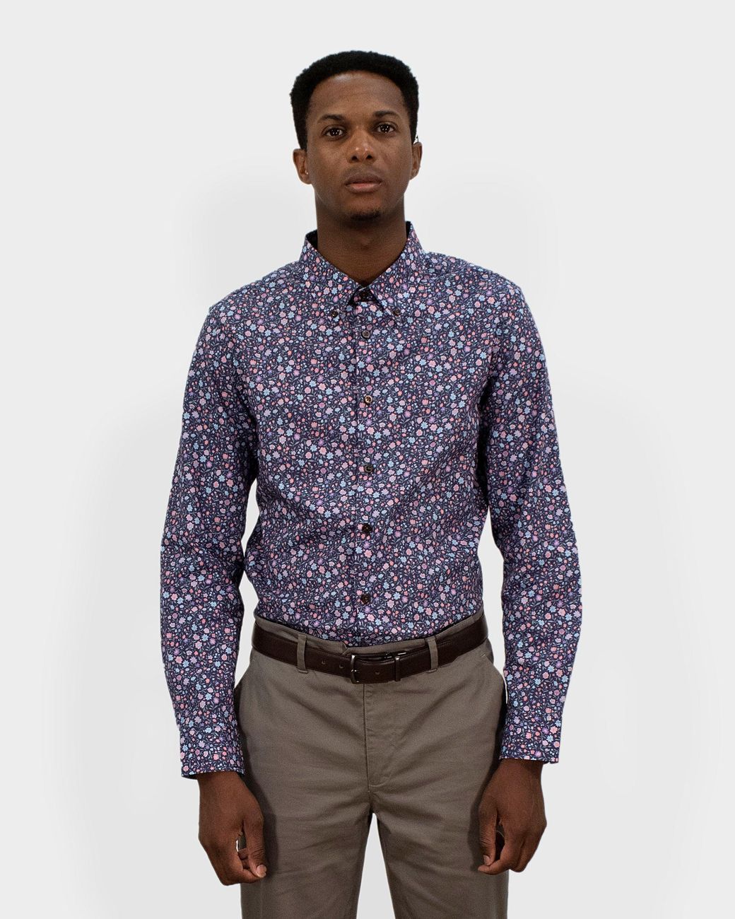 Lords of Harlech Blue Morris Ditzy Daisy Shirt for men