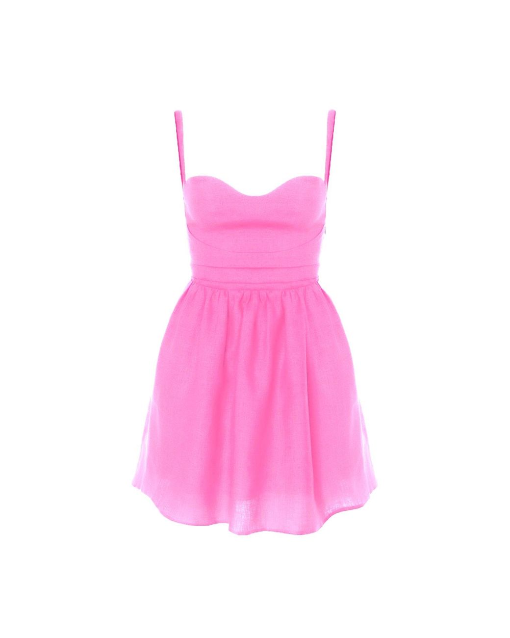 AVENUE No.29 Pink Linen Gathered Mini Dress With Straps