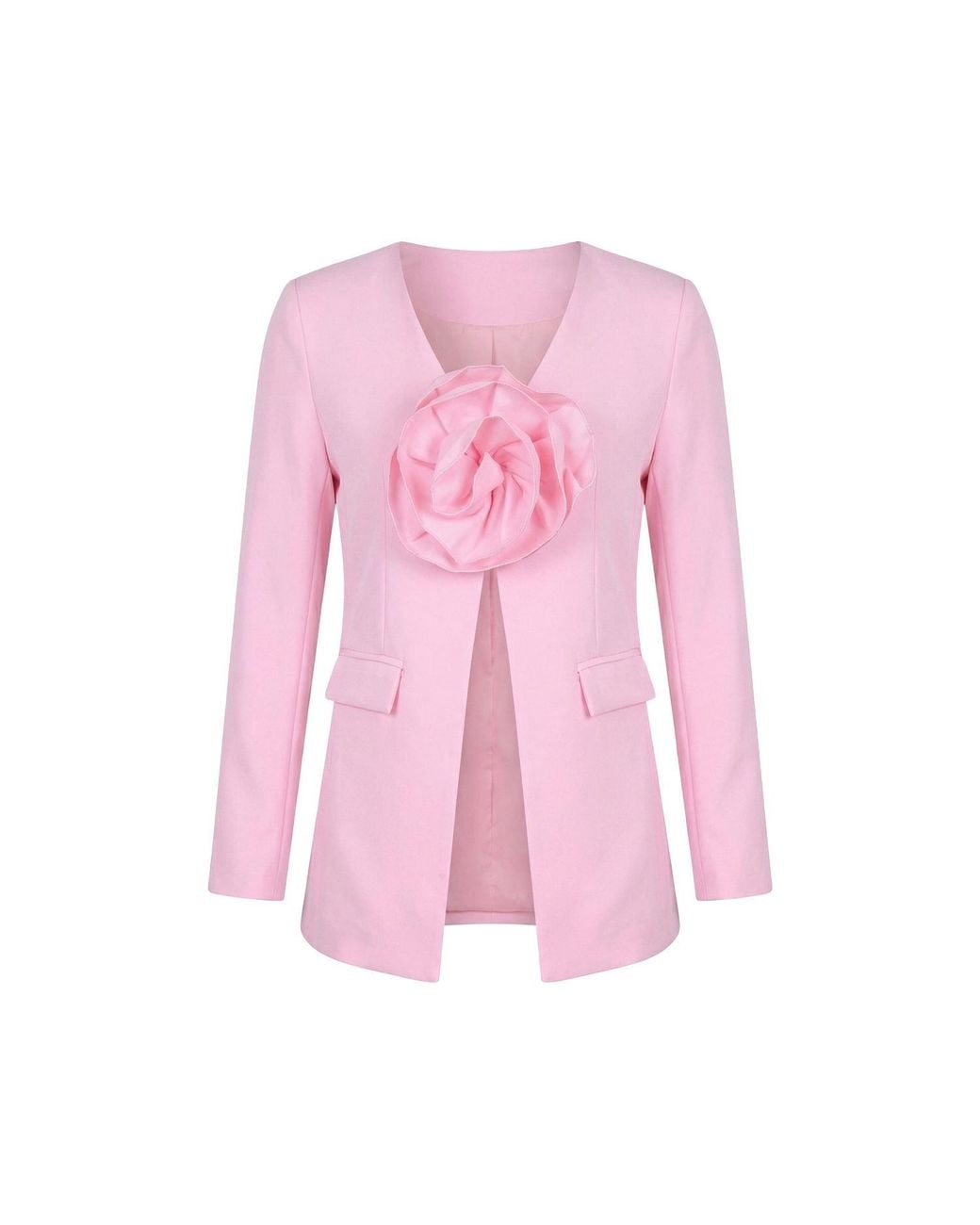 Modenaire Pink Sculptural Rose Blazer With Tailored Silhouette