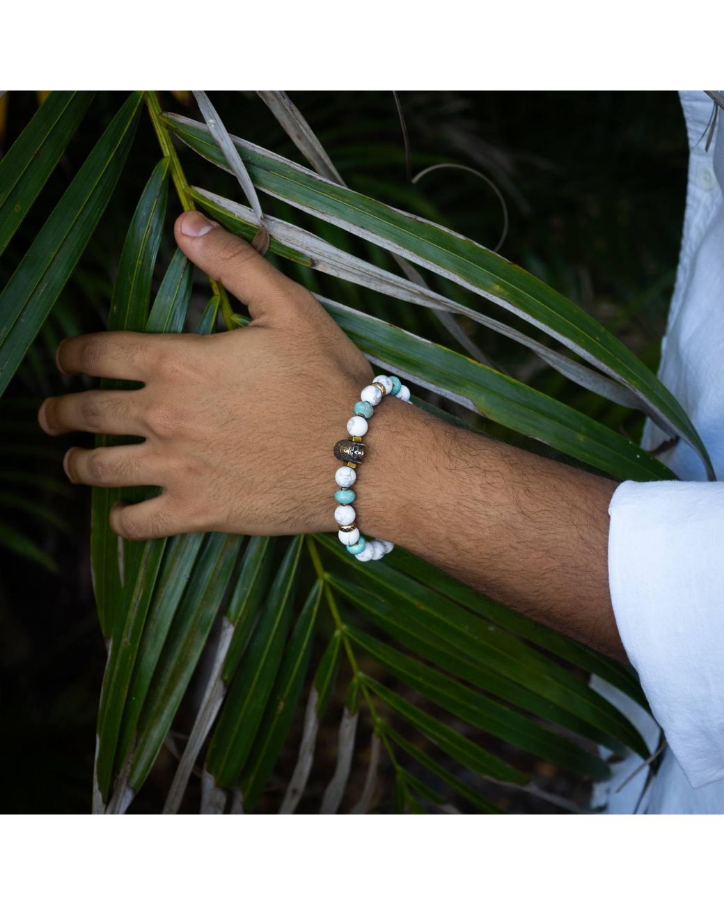 Ebru Jewelry Metallic Spiritual Beaded Indian Bracelet for men