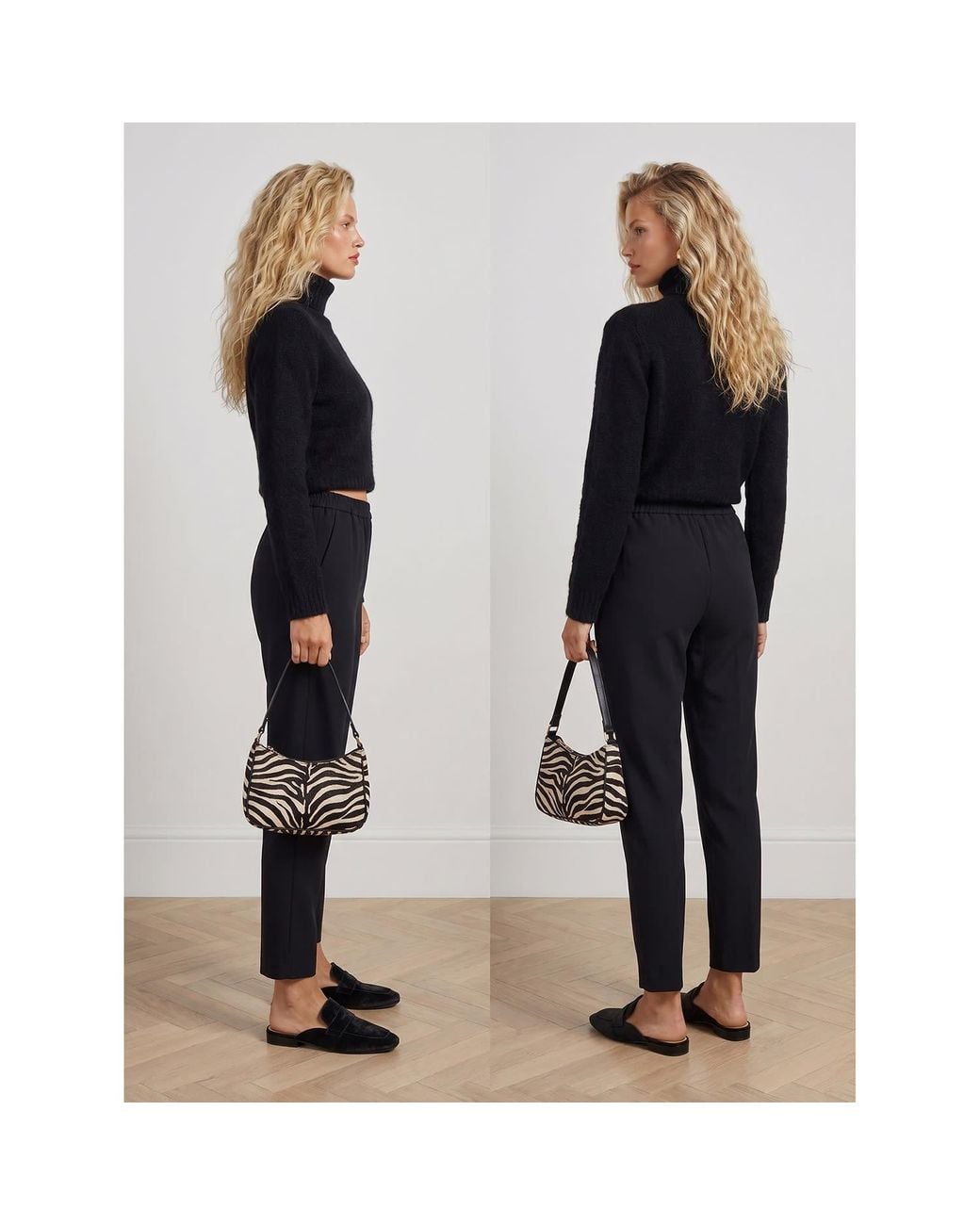 2KStyle Black Bron Elasticated Tapered Crepe Pants