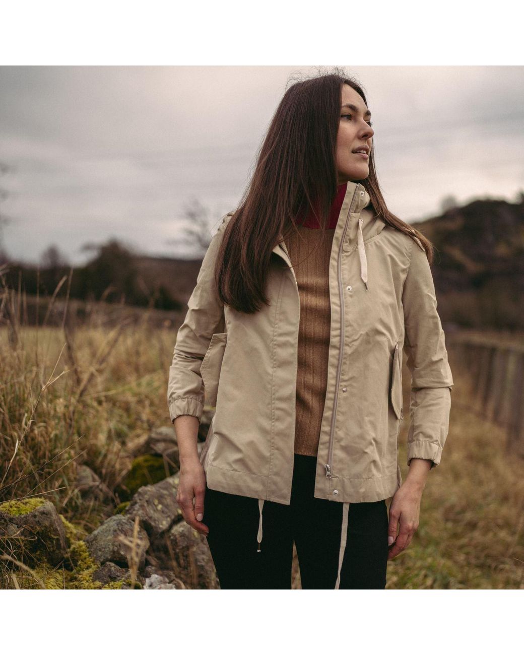 BEIRA Green Neutrals Luisa Water-Repellent A-Line Jacket