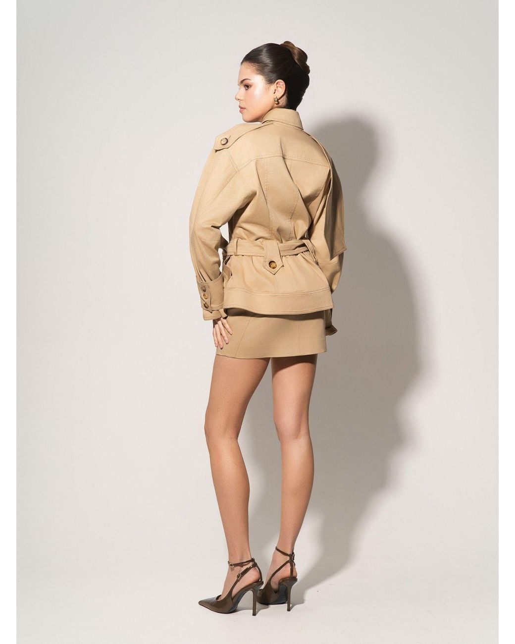 Tia Dorraine Natural Button Front Mini Skirt