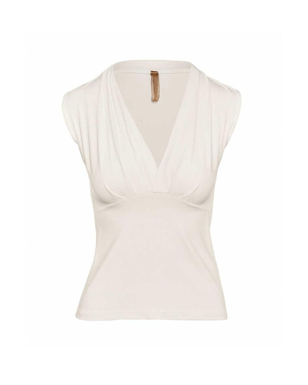 Conquista White Neutrals Draped V-Neck Top