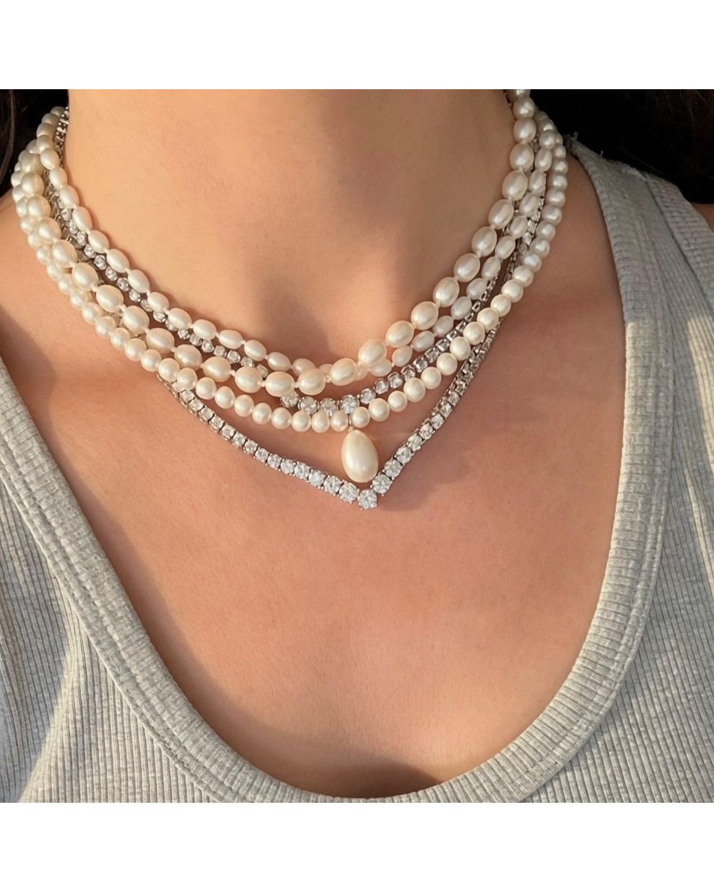 Leni James Metallic The Monaco Pearl Necklace