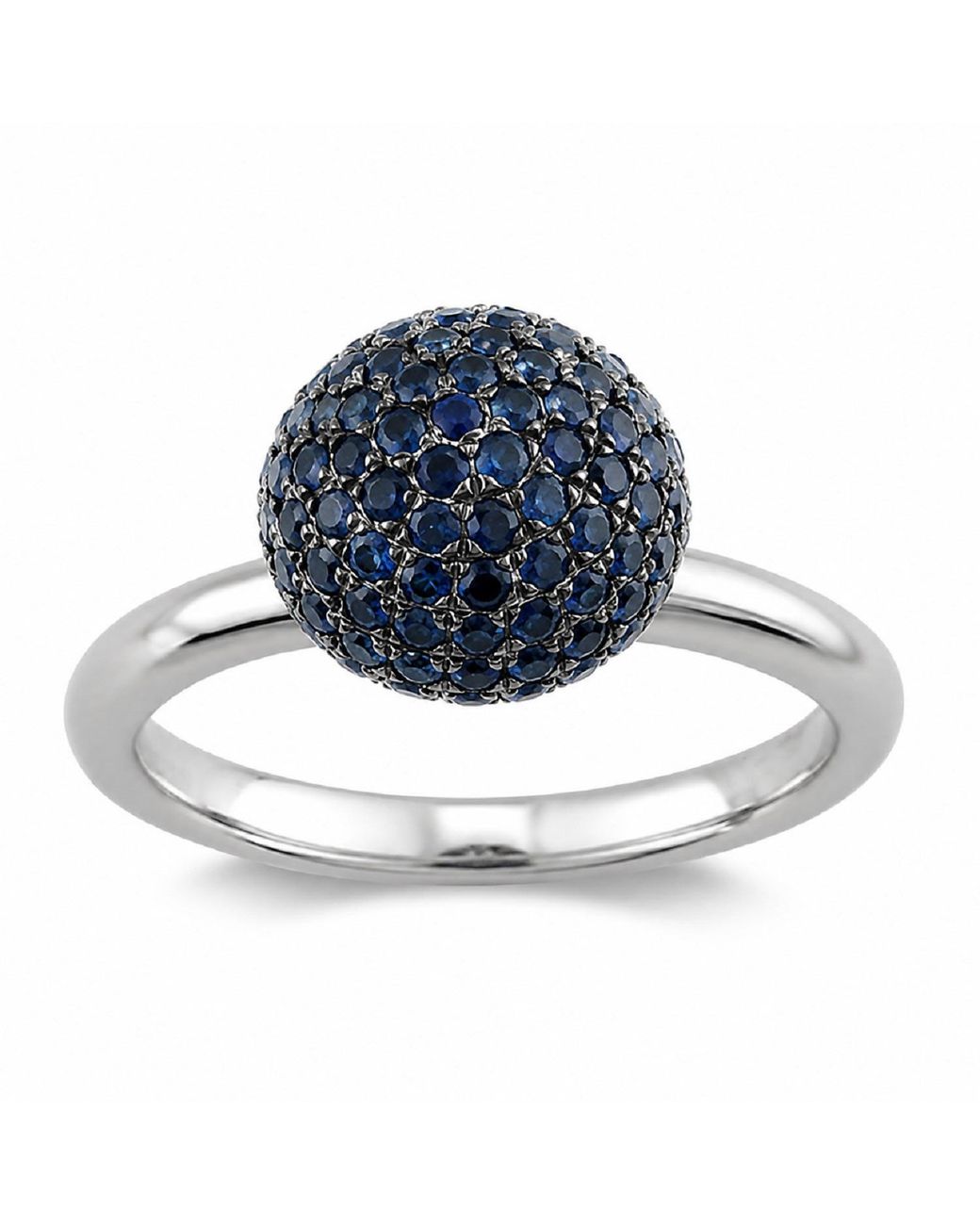 Artisan Blue 18K Pave Sapphire Gemstone Dome Ring