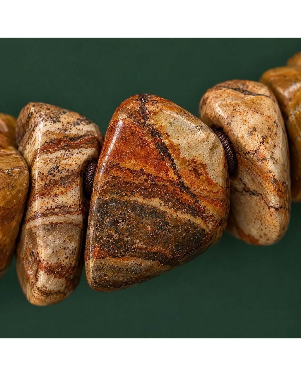 Saéa Metallic Picture Jasper Chunky Chip Stretch Bracelet