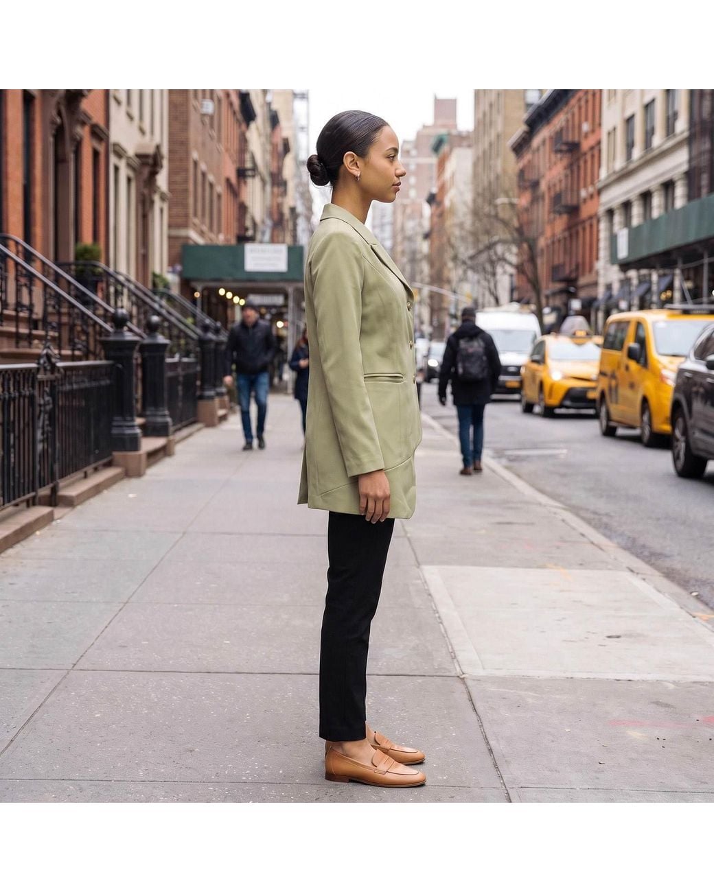 Modenaire Green Neutrals Asymmetric One Shoulder Tailored Blazer Jacket