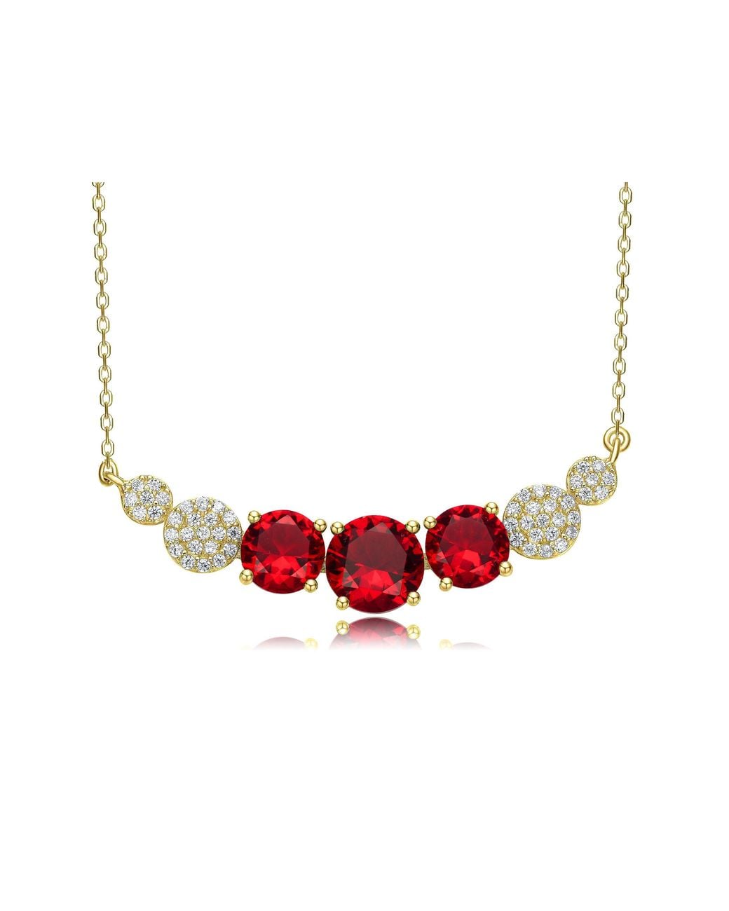 Genevive Jewelry Red Gorgeous Sterling Plated With Cubic Zirconia Bar Necklace