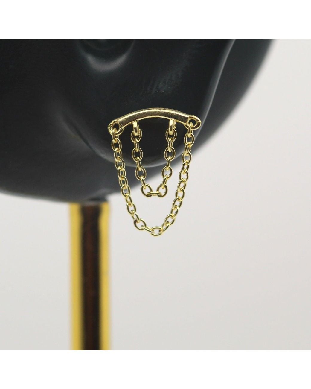 VicStoneNYC Fine Jewelry Metallic Double Chain Vermeil One Earring