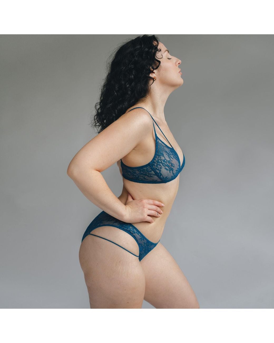 MONIQUE MORIN LINGERIE Blue Amphitrite Low Rise Cheeky Panty Undertow