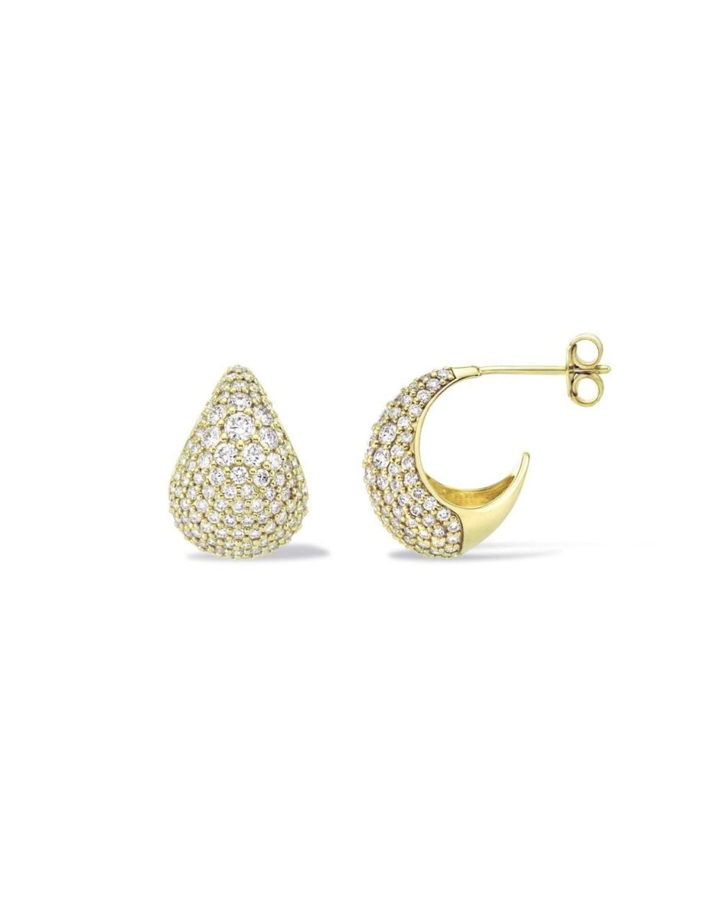 Dinny Hall Metallic Scoop Large Lab-Created Diamond Pave Hoop Earrings