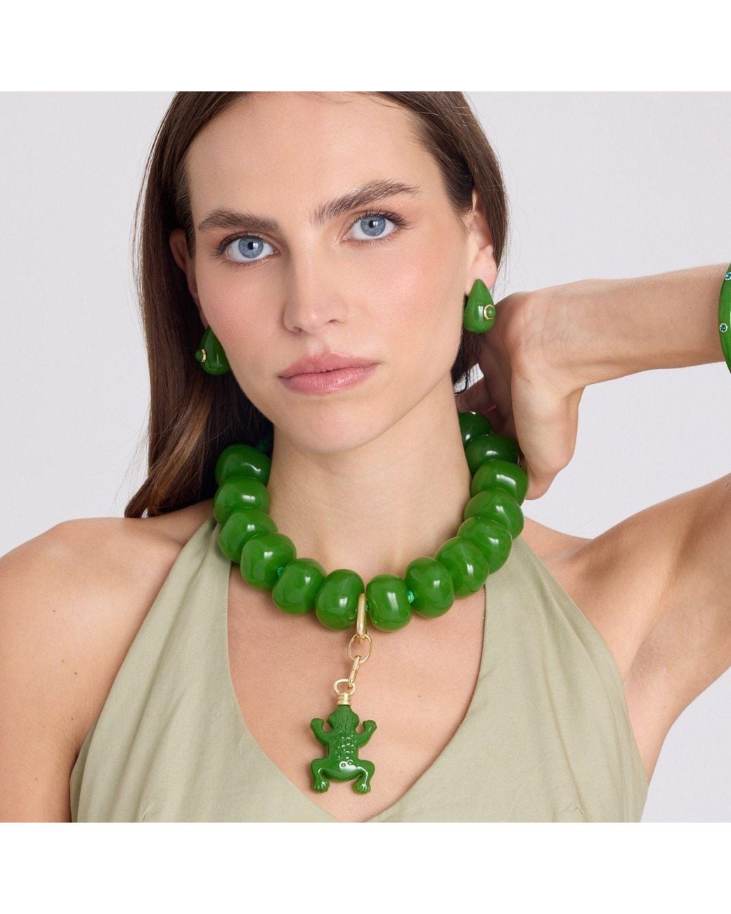 Michael Nash Jewelry Green Jade Frog Charm