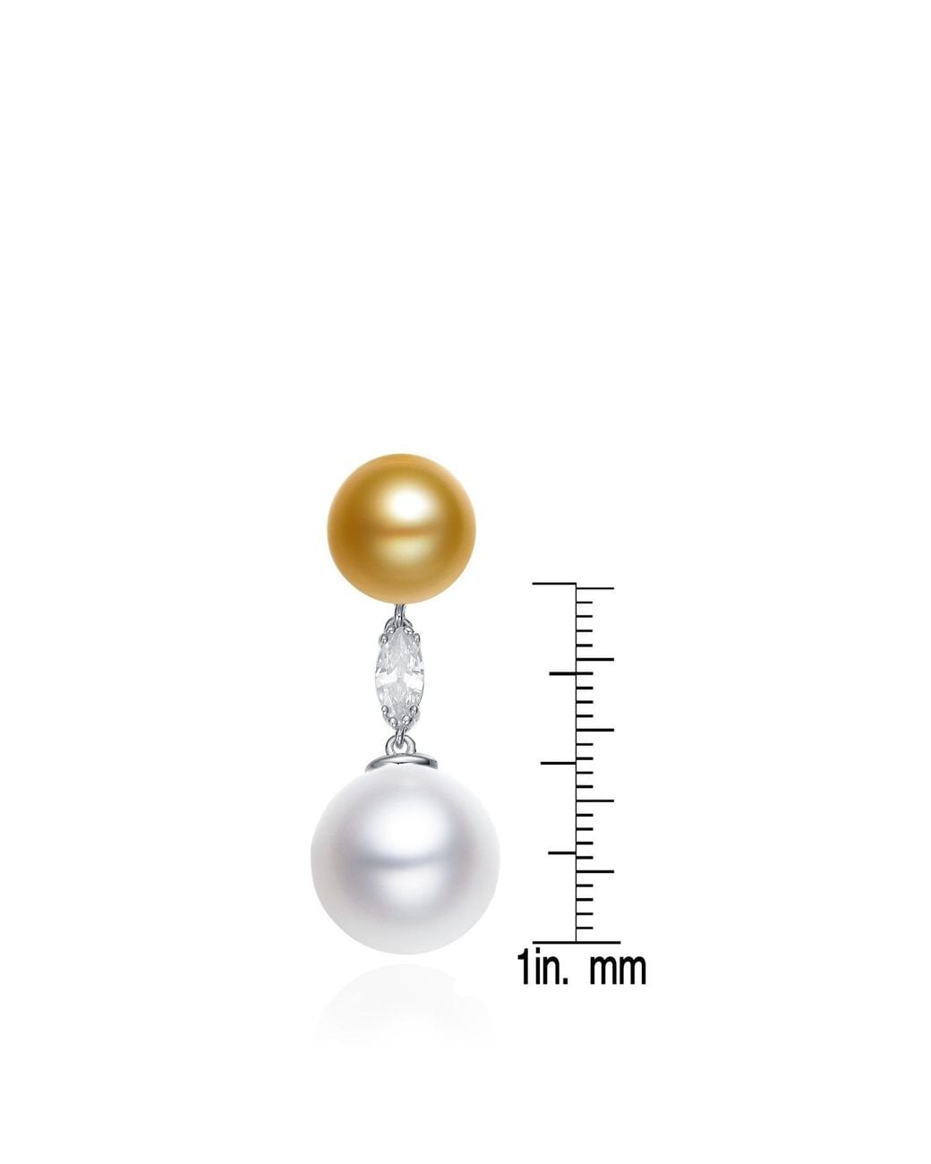Genevive Jewelry Metallic Cubic Zirconia Ss Plated Double Pearl Drop Earrings