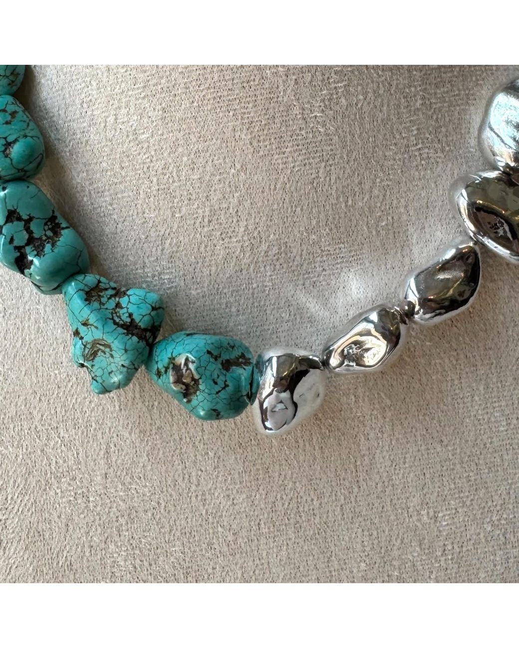 Rare Matters Jewelry Blue Bold Chunky Sterling & Natural Nugget Statement Necklace