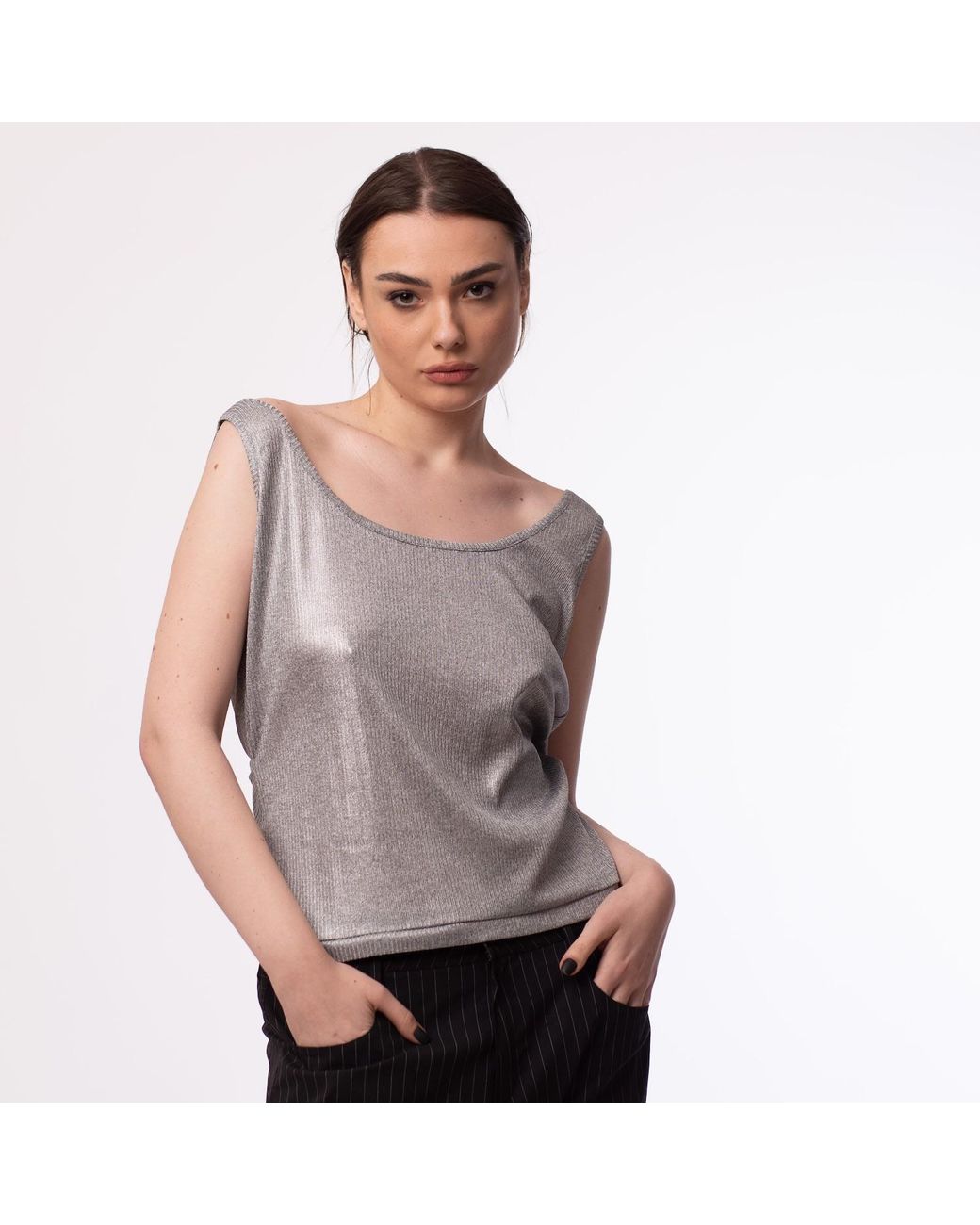 Silvia Serban Gray Reversible Jersey Top