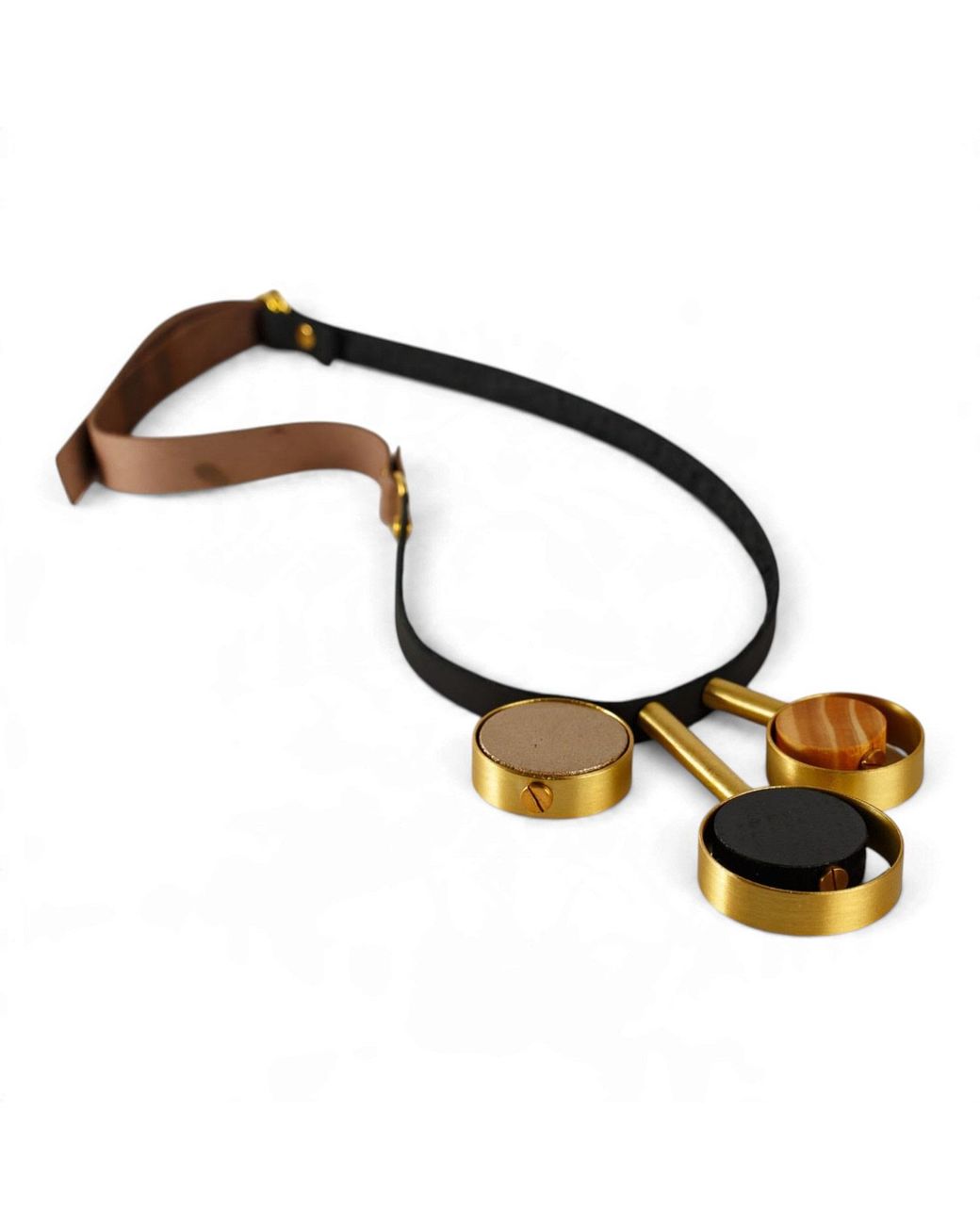 Svetlana Vukov Metallic Neutrals Wood& Triple Pulse Necklace