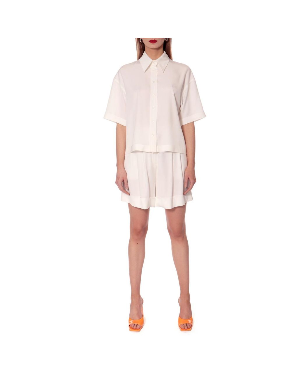 AGGI by HALEWSKI White Lotta Whisper Light Short Sleeve Shirt