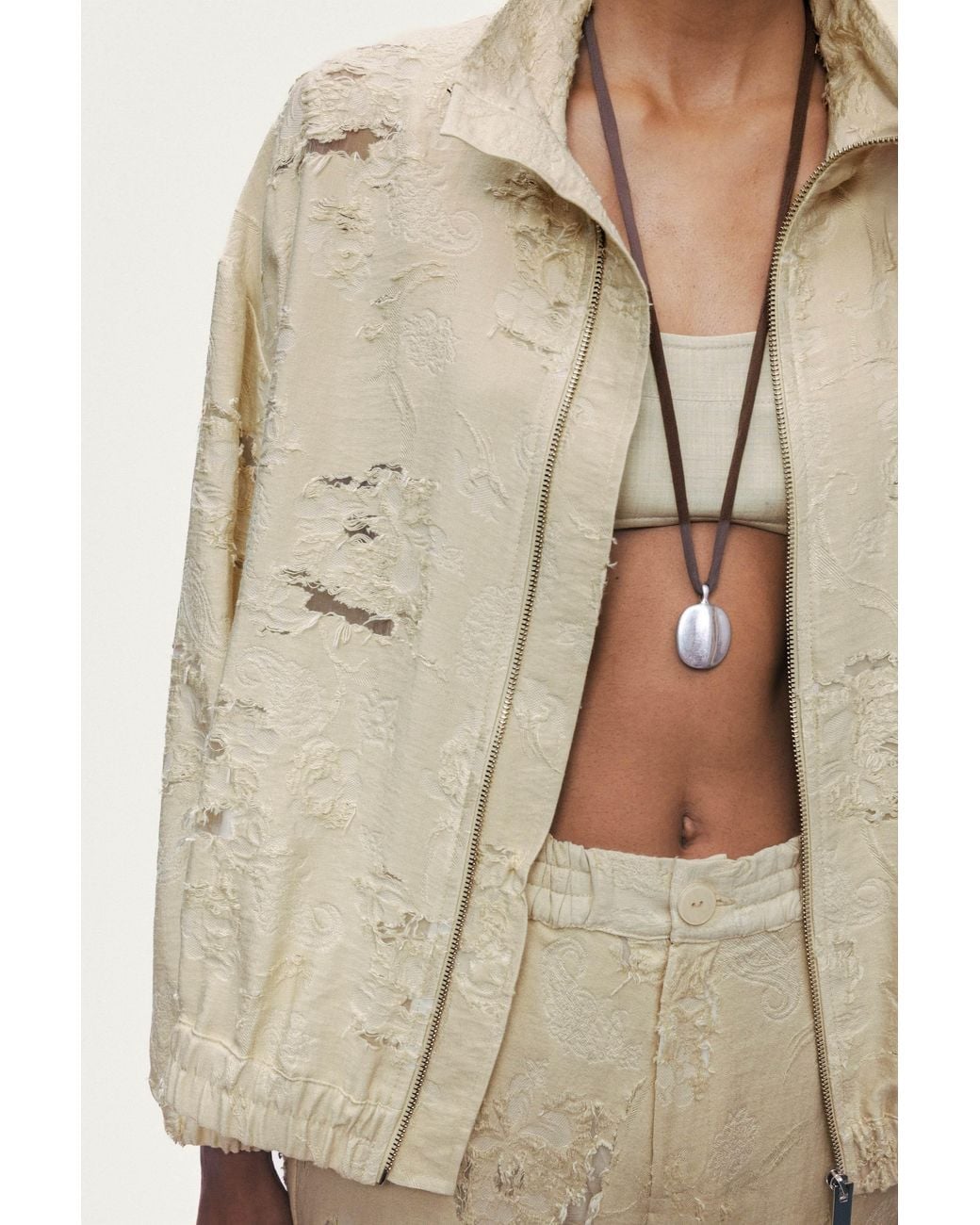 Nocturne Natural Jacquard Bomber Jacket