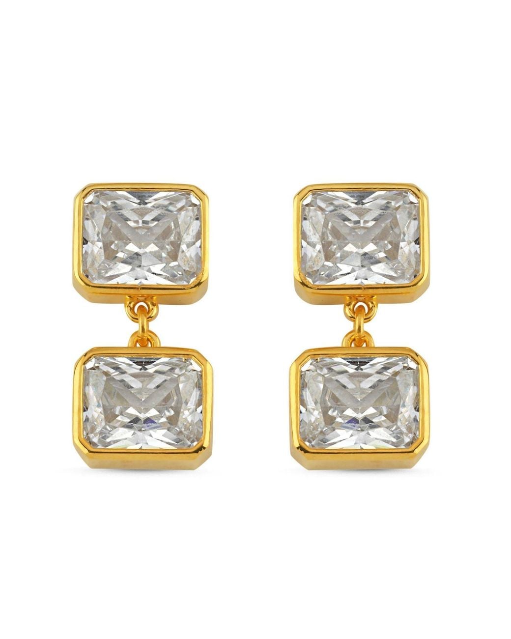 LINYA JEWELLERY Metallic Double Crystal Stone Dangle Earrings