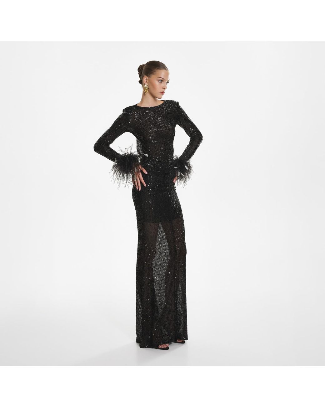 Lita Couture Black Open-Back Sequin Top
