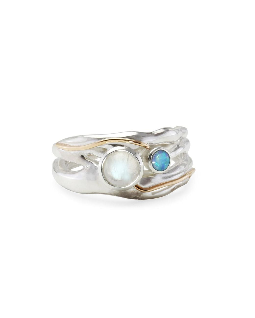 Isla Silver White Moonstone & Opal Ring