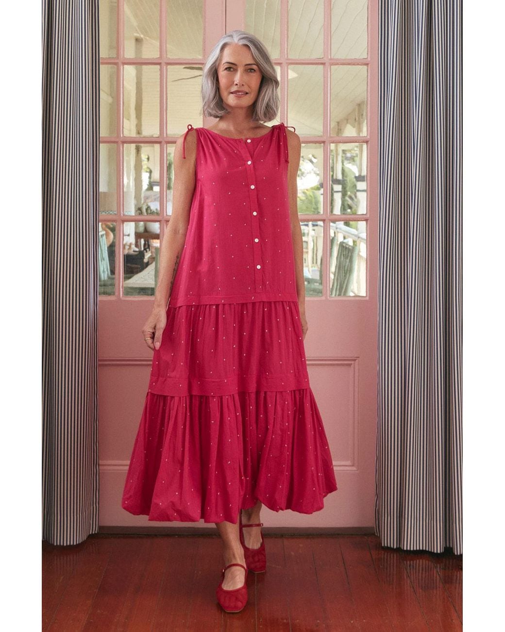 Adrift Clothing Pink Millie Reversible Bubble Hem Dress