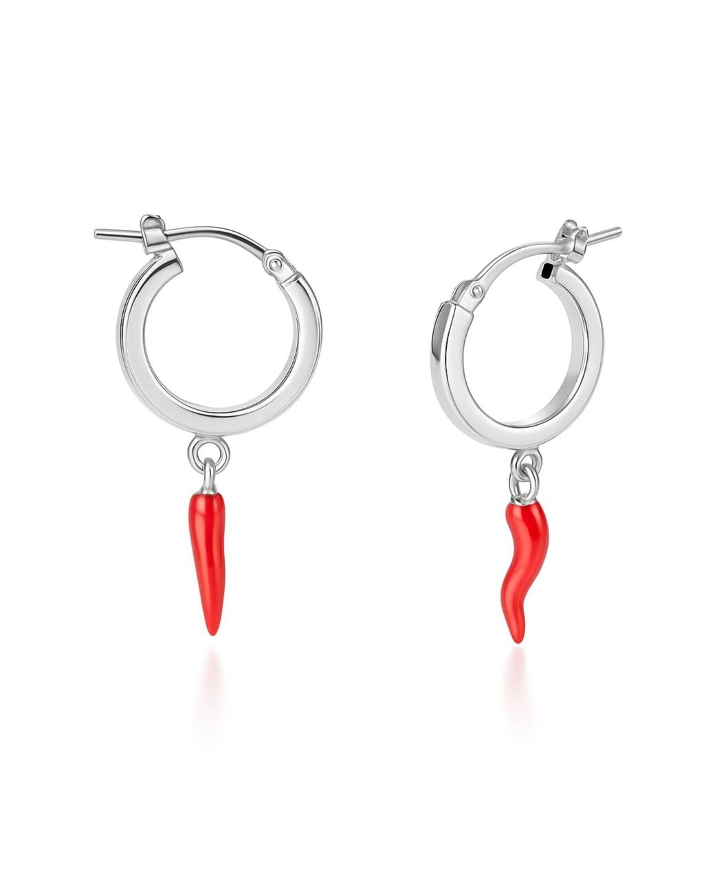Unaloe Multicolor Sterling Hoop Earrings With Horn Pendant – Protective Italian Talisman Jewelry For