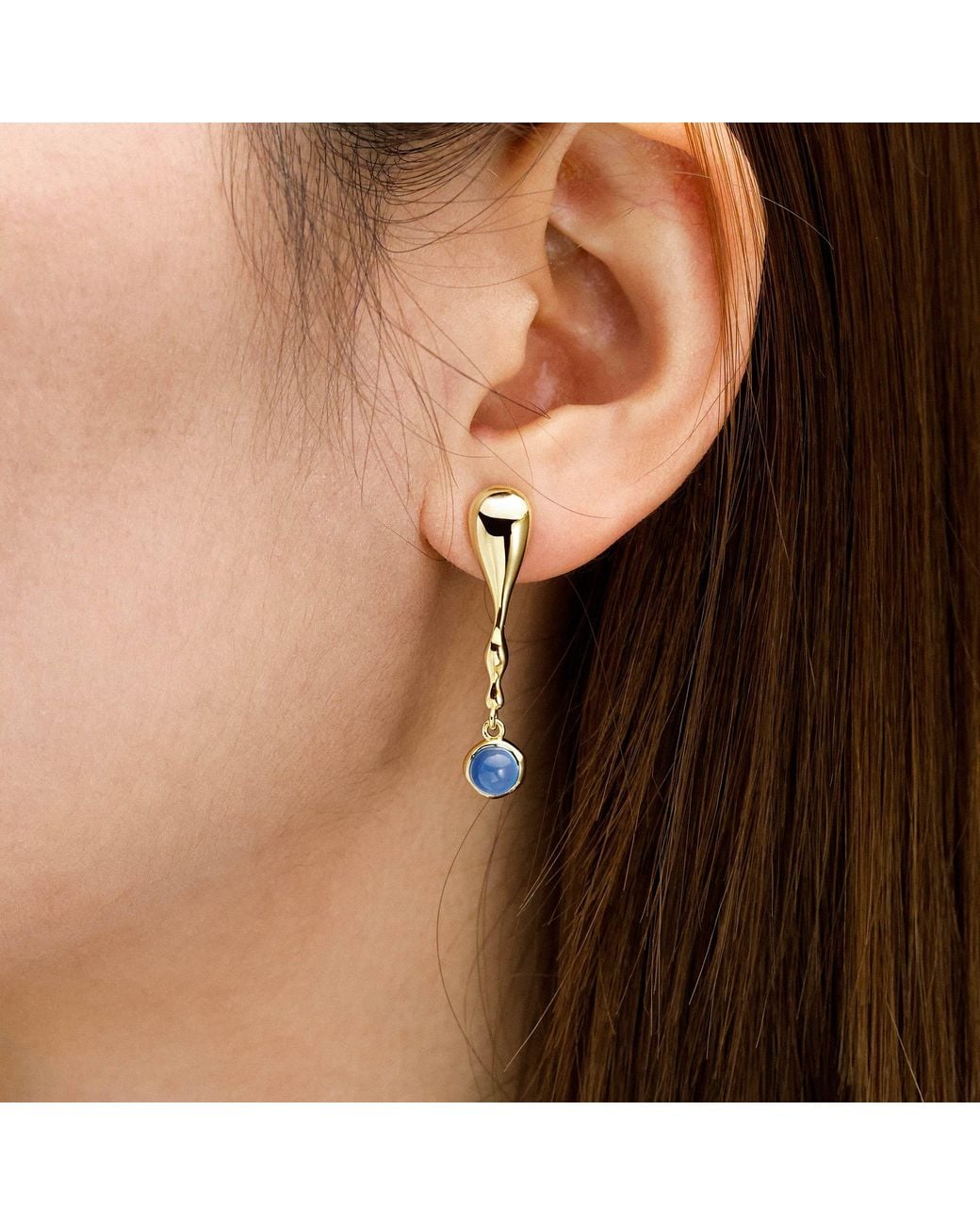 Vanimy White Seren Flow Gemstone Droplet Earrings