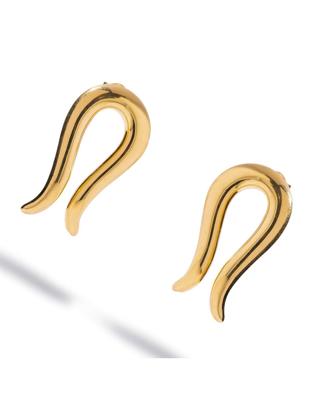 Ebru Jewelry Metallic Golden Horseshoe Statement Stud Earrings