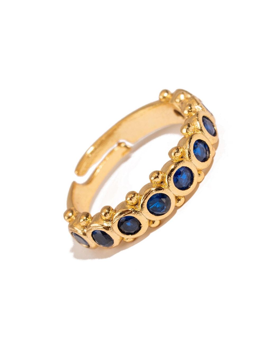 Ebru Jewelry Metallic Majestic Sapphire Adjustable Statement Ring